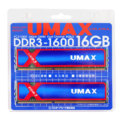 UMAX DDR3-1600 16GB(8GBX2)含散熱片-雙通道 桌上型記憶體