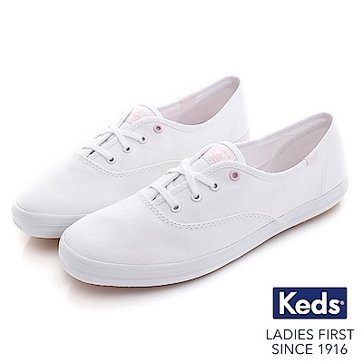 Keds CHAMPION綁帶休閒鞋-白/粉紅