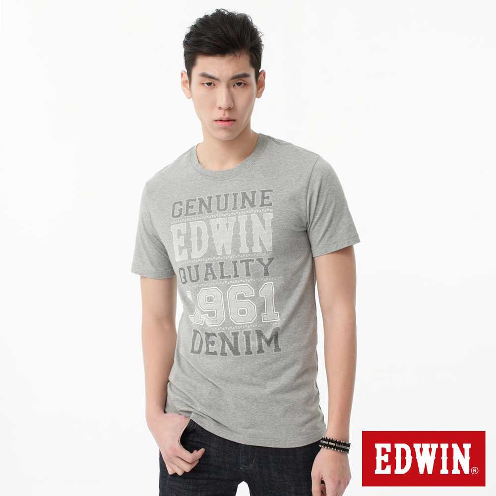 EDWIN T恤 潮流點點字T恤-男-麻灰