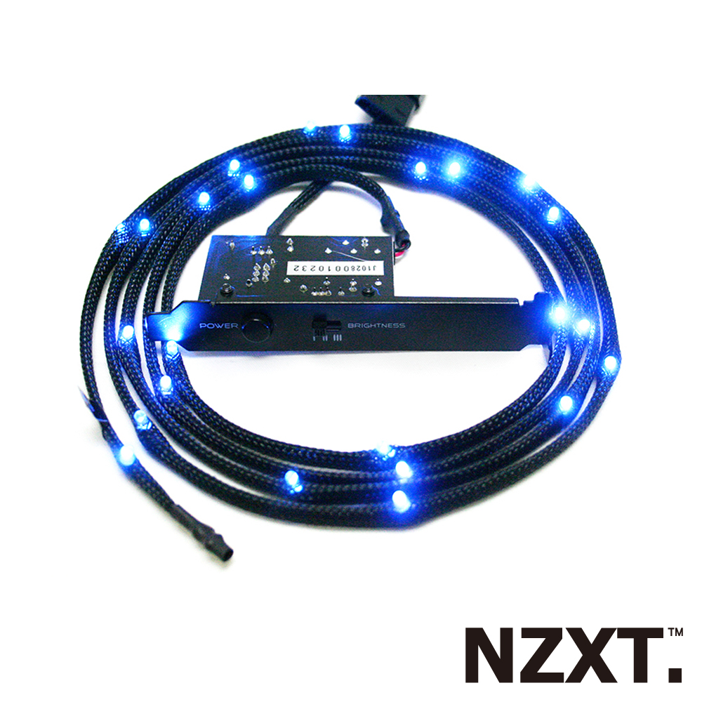 NZXT恩傑 Sleeved LED Kit 2公尺 LED燈條組(藍、紅、白光)