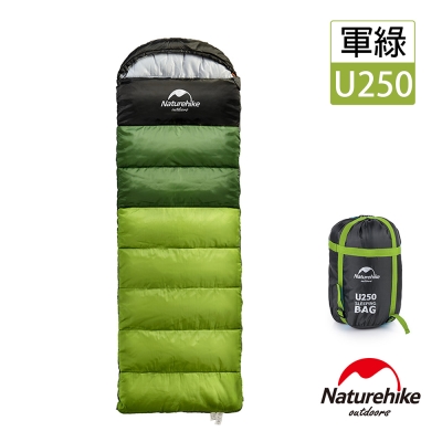 Naturehike 升級版 U250全開式戶外保暖睡袋 軍綠-急