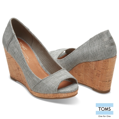 TOMS 帆布魚口楔形鞋-女款