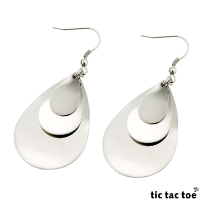 tic tac toe 垂吊式白鋼耳環系列-羽毛