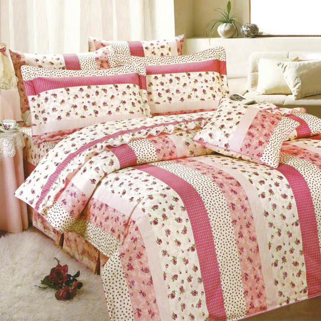 艾莉絲-貝倫 玫瑰公主 高級混紡棉 四件式雙人鋪棉涼被床包組