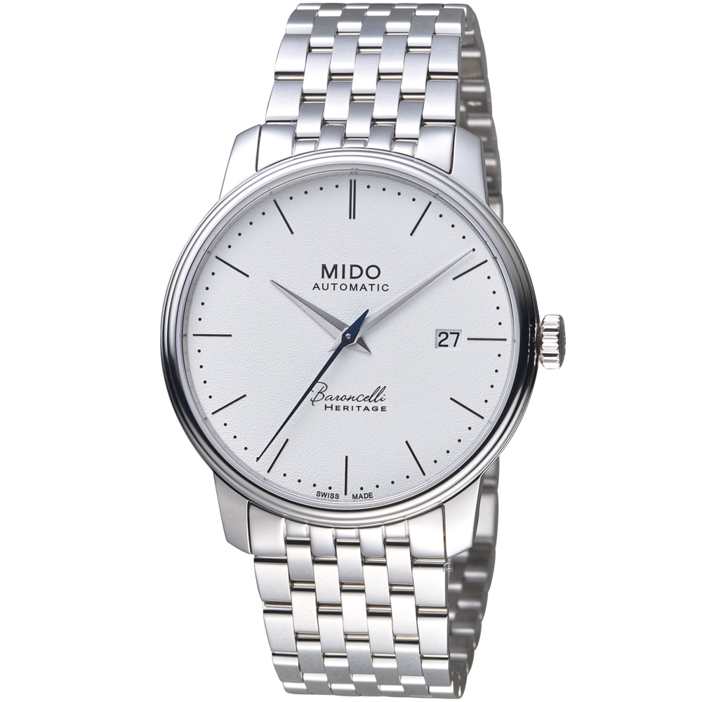 MIDO 美度 官方授權 BARONCELLI 永恆系列III簡約時尚腕錶 -M0274071101000白/39mm