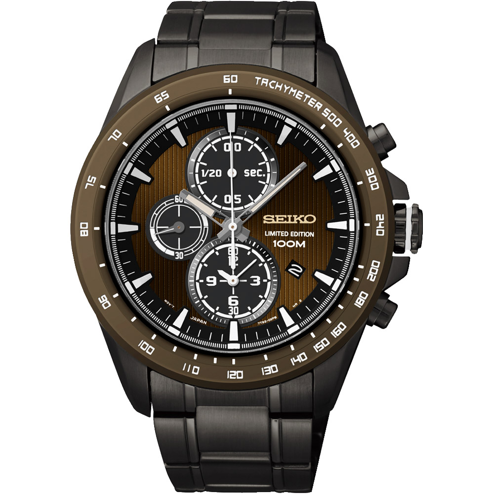 SEIKO Criteria 星際航行三眼計時腕錶(SNDG31P1)-咖啡x黑/43mm