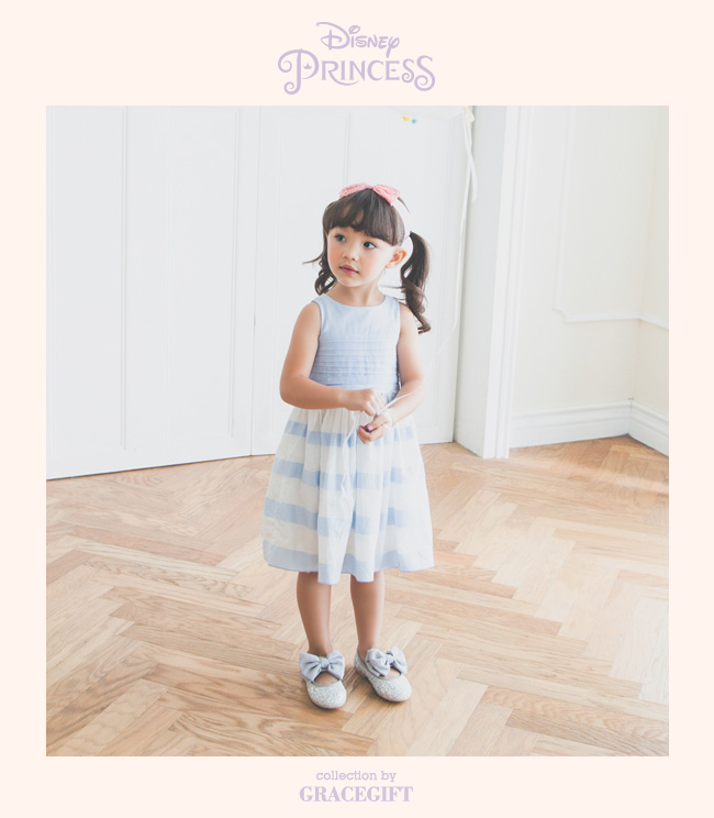 Disney collection by grace gift澎澎蝴蝶結亮片童鞋 銀