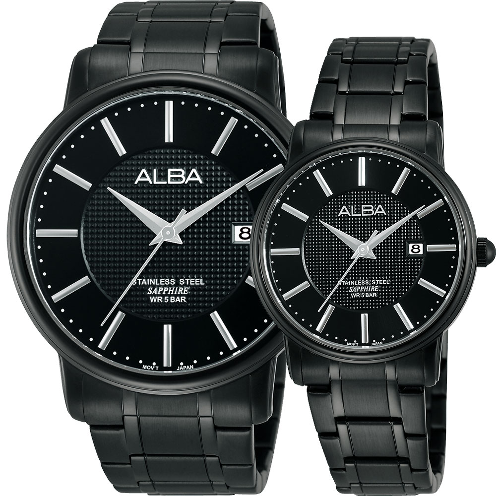 ALBA PRESTIGE 爵士時尚對錶-IP黑/44+30mm