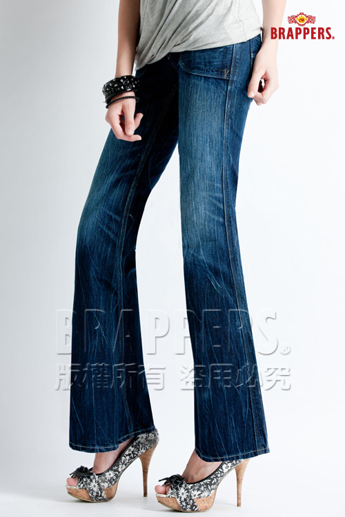BRAPPERS 女款 Lady Vintage 系列-中低腰大靴型褲-淺藍