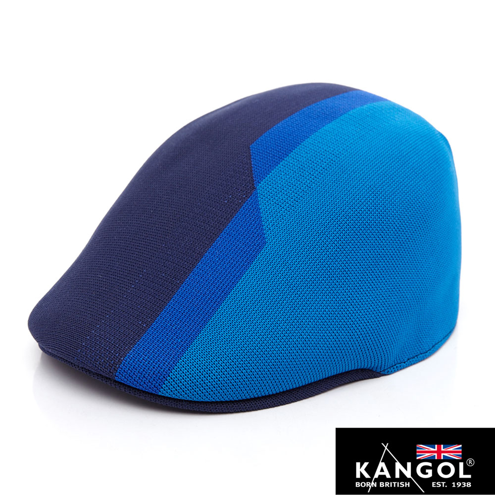 KANGOL 英國袋鼠 - 經典系列 - 扭轉線條三色鴨舌帽 - 藍色