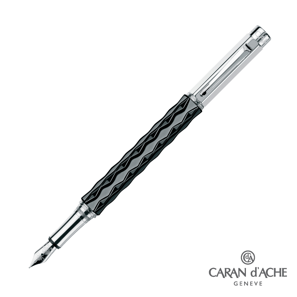 CARAN d’ACHE 卡達 - VARIUS 陶瓷 黑桿銀夾 鋼筆