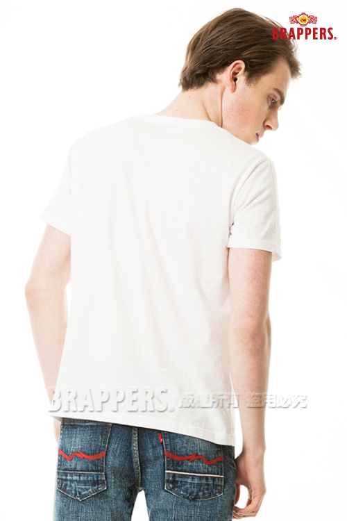 BRAPPERS 男款印花貼片短袖T恤-米白色