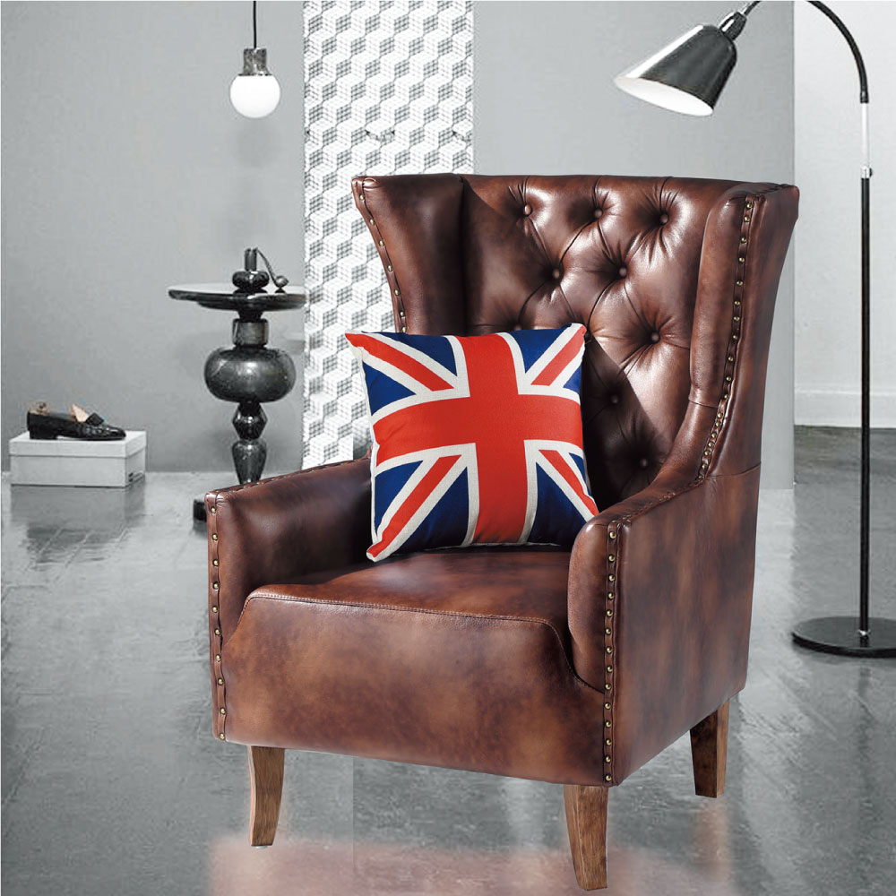 品家居 爾朵咖啡皮革單人沙發椅-76x83x127cm-免組