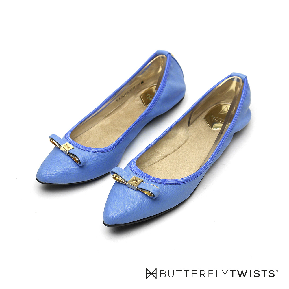 BUTTERFLY TWISTS-金屬蝴蝶結記憶軟墊平底鞋-淡紫藍