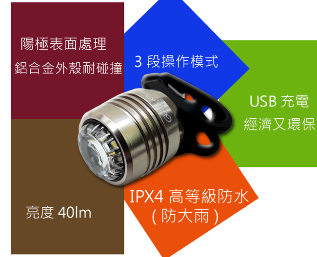 DOSUNDC-100 USB充電式紅寶石白光警示燈-風潮鈦