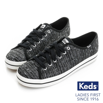 Keds KICKSTART金屬紗線綁帶休閒鞋-黑