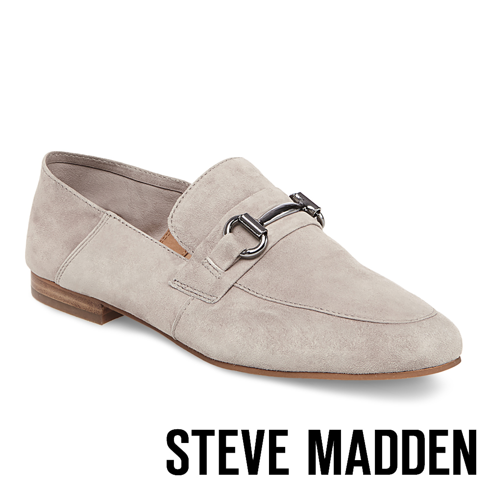 STEVE MADDEN-KERIN 麂皮馬銜扣樂福鞋-灰色