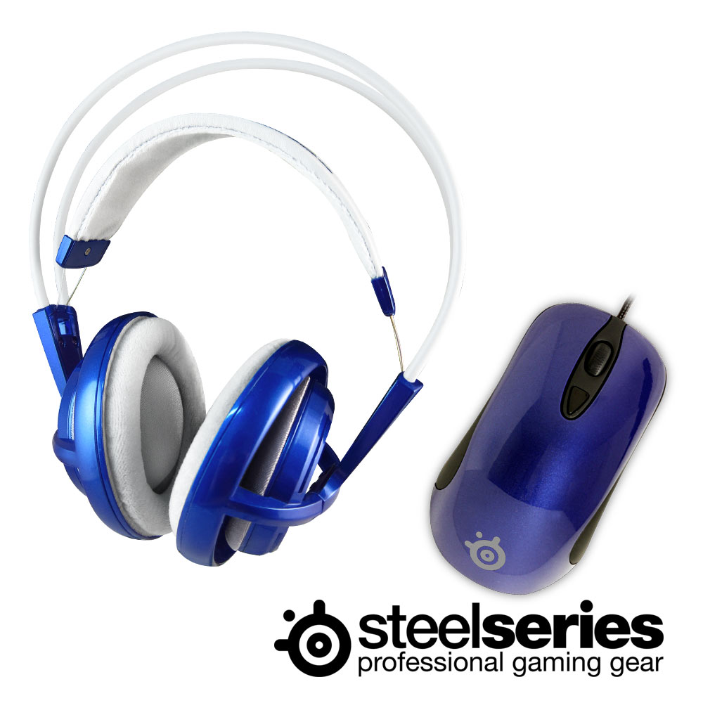 ★SteelSeries Siberia V1 頭戴式耳麥+Kinzu V2滑鼠(極光藍)