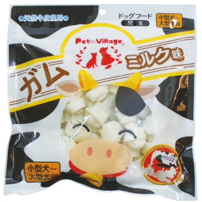 Pet Village 天然潔牙牛奶牛皮骨結 5支 1入