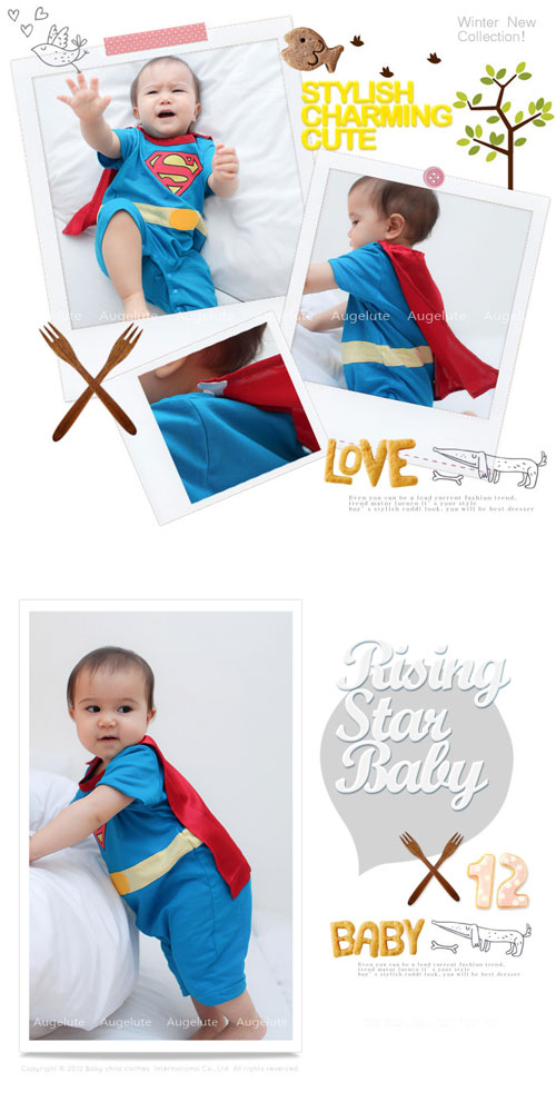 baby童衣 超人披風造型短袖連身衣 32002