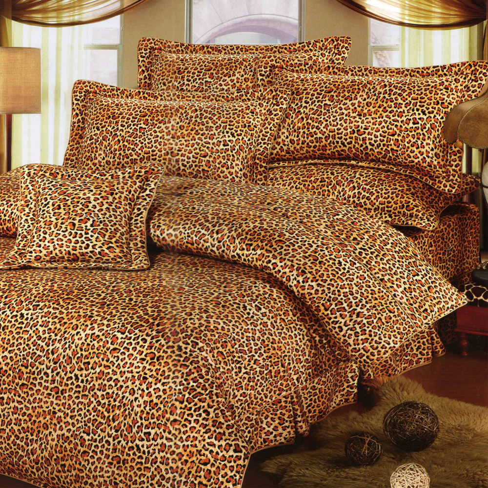 艾莉絲-貝倫 野性豹紋 100%純棉 雙人加大鋪棉涼被床包組