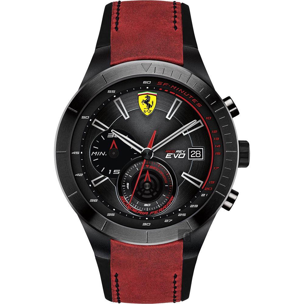 Scuderia Ferrari 法拉利 Evo 計時手錶-黑x紅/46mm