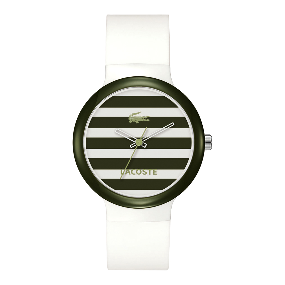 Lacoste 鱷魚 復古百搭時尚休閒腕錶-墨綠條紋/40mm