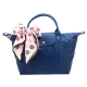 Longchamp Le Pliage Cuir小羊皮短把折疊小型水餃包-藍色(贈帕巾) product thumbnail 1