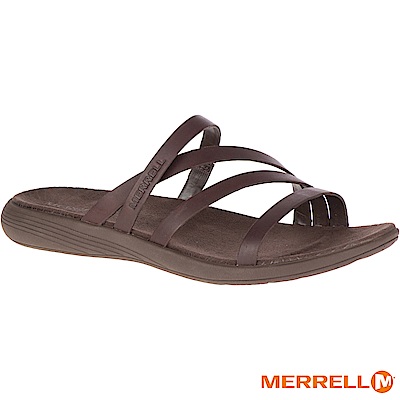 MERRELL DUSKAIR SEAWAY 休閒真皮女拖鞋-咖啡(94250)