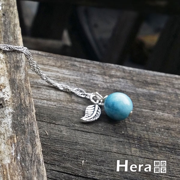 Hera925純銀手作天然拉利瑪石羽毛項鍊/鎖骨鍊