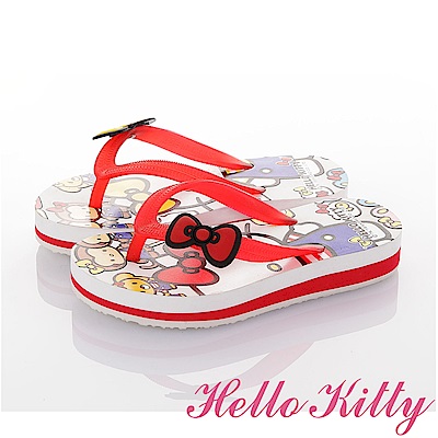 HelloKitty童鞋 雙胞胎系列-輕盈舒適減壓夾腳海灘拖鞋-白