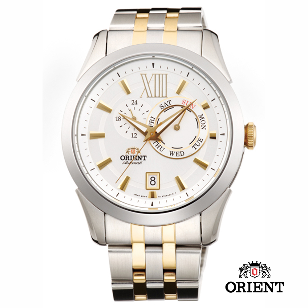 ORIENT 東方錶 DAY & DATE系列 日期星期機械錶-金色/42mm