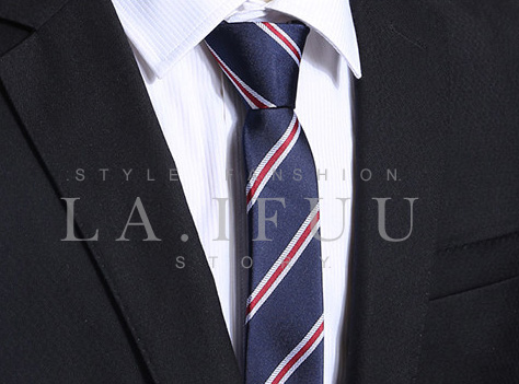 拉福 領帶窄版領帶6cm拉鍊領帶(藍紅紋)