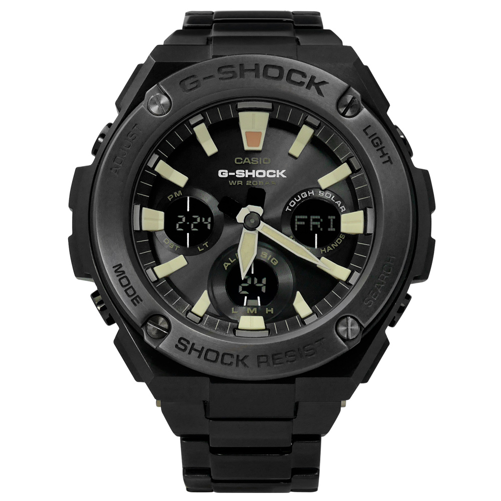 G-SHOCK 絕對強悍世界太陽能不鏽鋼手錶(GST-S130BD-1A)-鍍黑/52mm