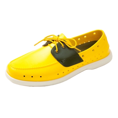 (男/女)Ponic&Co美國加州環保防水洞洞綁帶帆船鞋-黃色