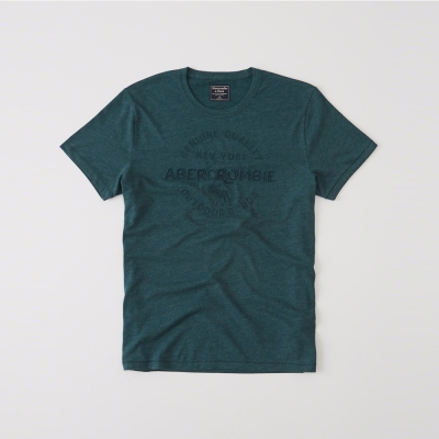 A&F 經典刺繡文字短袖T恤-藍綠色 AF Abercrombie