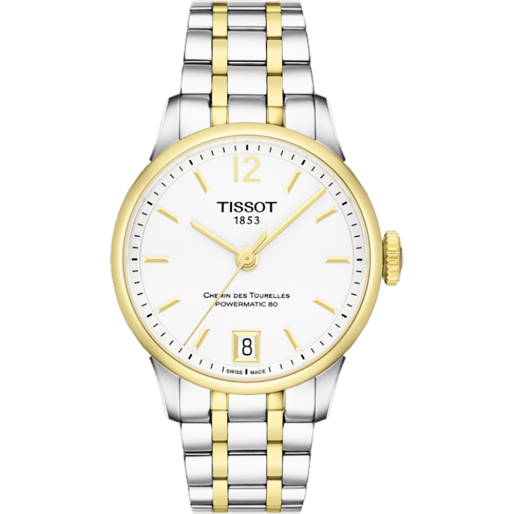 TISSOT 天梭 官方授權 杜魯爾系列機械動力80女錶-白x雙色/32mm T0992072203700