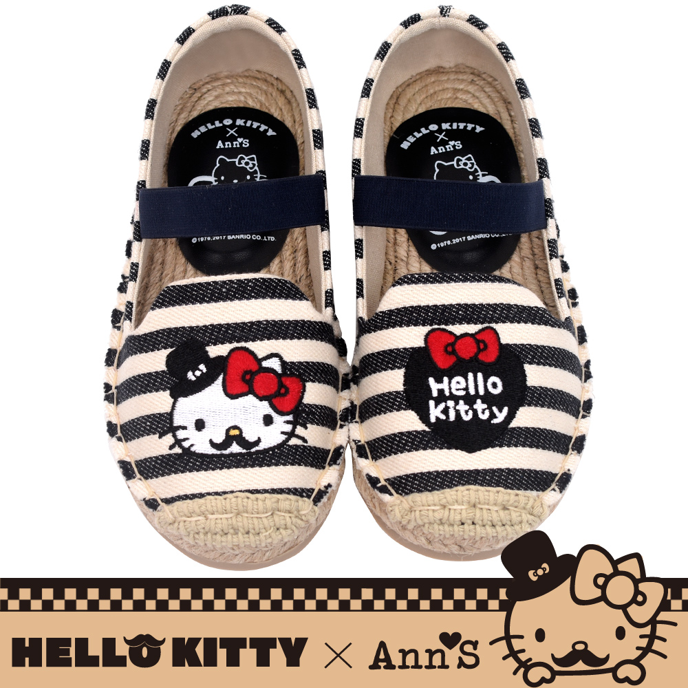 HELLO KITTY X Ann’S親子系列小幸運達利刺繡草編童鞋-黑