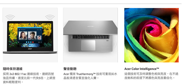 Acer SF314-52-59ZD 14吋筆電(i5-7200U/8G/256G/銀/福