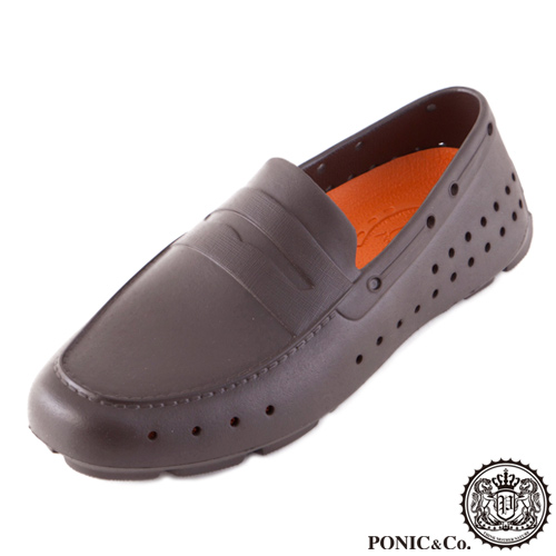 (男/女)Ponic&Co美國加州環保防水洞洞懶人鞋-深咖啡色