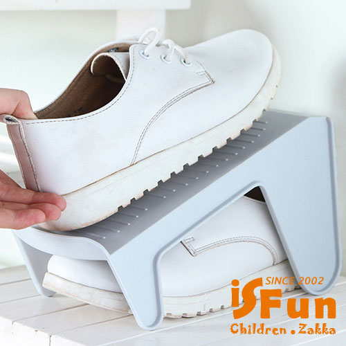 iSFun 鞋類收納 一體雙層鞋架4入組 隨機色24x11x13cm