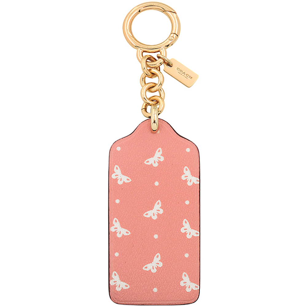 COACH 粉紅色蝴蝶圖樣鑰匙圈