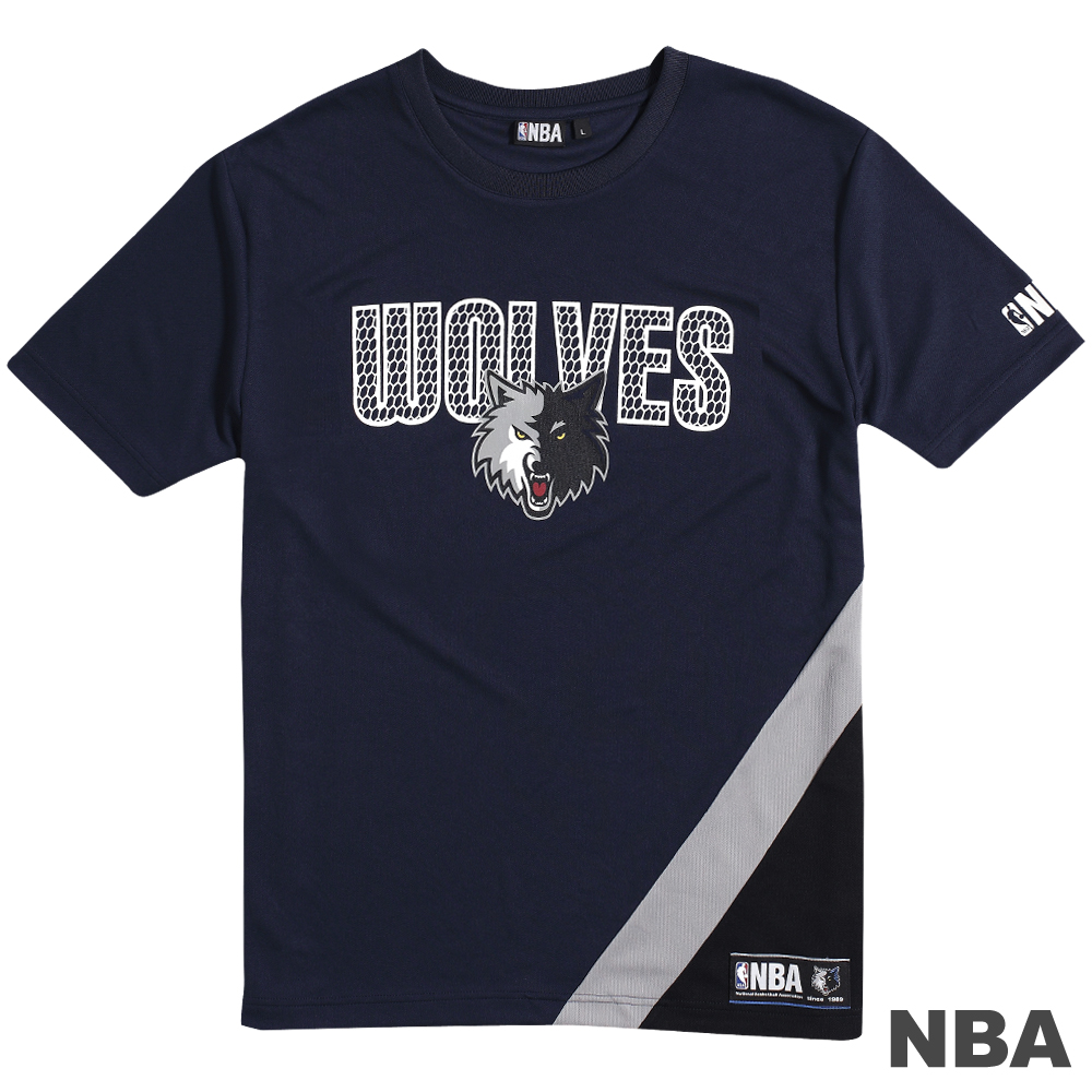 NBA-明尼蘇達灰狼隊舒適運動短袖上衣-深藍(男)