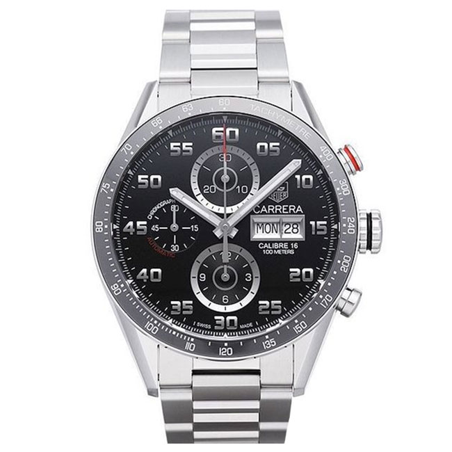 TAG HEUER 豪雅 CARRERA 系列機械計時數字腕錶x黑x43mm