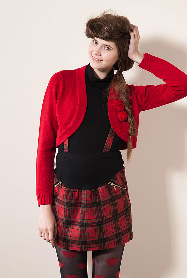 【Gennie’s奇妮】學院氣息‧紅格紋吊帶式秋冬孕婦短裙-紅(G4408)