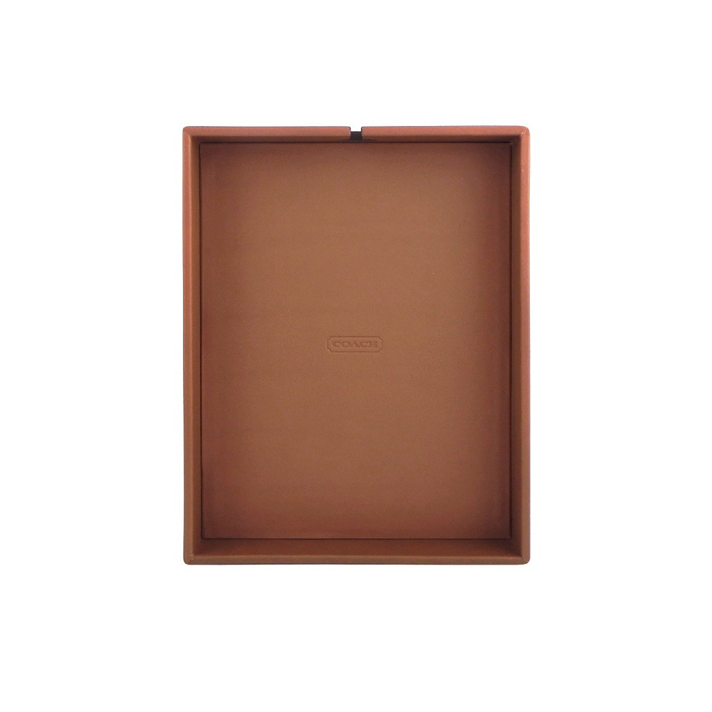 COACH 咖啡色皮革壓紋收納盒