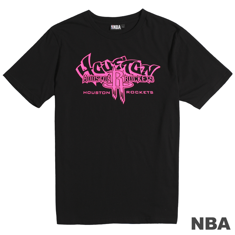 NBA-休士頓火箭隊撞色百搭流行款T恤-黑(男)