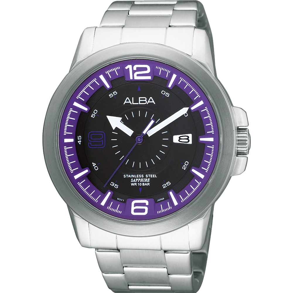 ALBA ACTIVE 大世紀爭霸腕錶 送禮推薦-黑x紫/44mm (AS9161X)