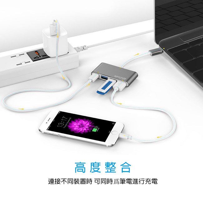 Promate USB Type C 多功能充電傳輸集線器(EZHUB-C3)