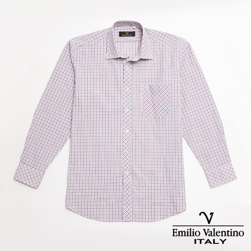 Emilio Valentino 范倫提諾純棉格紋襯衫-紅藍
